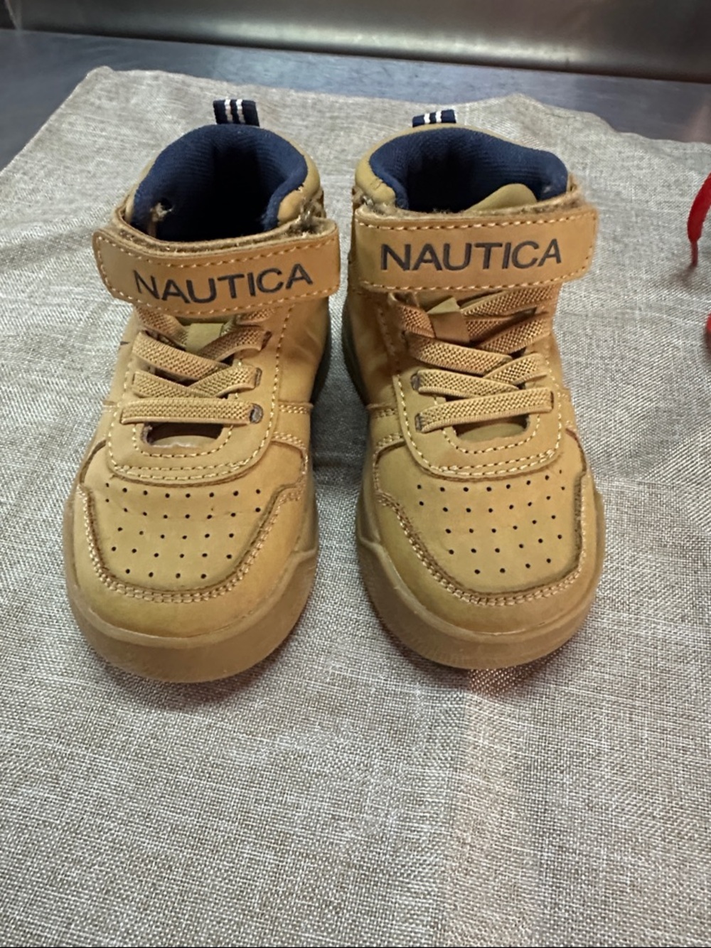 Nautica Kids Tan and Navy High-Top Sneakers